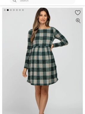 PinkBlush Forest Green Plaid Knit Maternity Dress